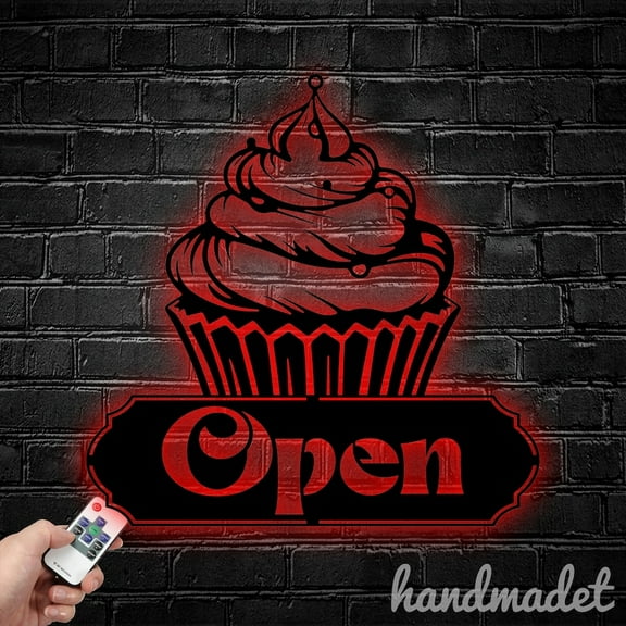 Handmadetneonsign Cupcake Metal Wall Art Light, Cupcake Metal Sign Wall Decor, Cupcake Metal Decor