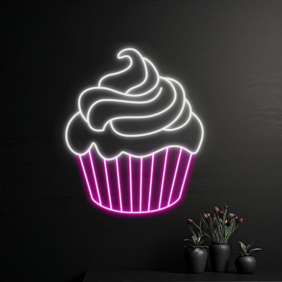Handmadetneonsign Cupcake Neon Sign, Cupcakes LED Sign, Cream Cakes Neon Light, Wall Décor