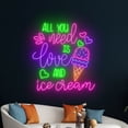 thumbnail image 1 of Handmadetneonsign Custom All You Need Is Love And Ice Cream Neon Sign, Ice Cream Cone Neon Light, 1 of 5