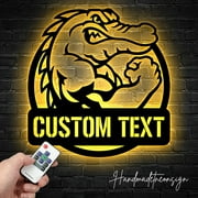 Handmadetneonsign Custom Alligator Metal Wall Art LED Light - Personalized Alligator Name Sign Home