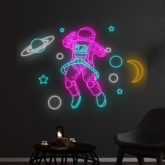 Handmadetneonsign Custom Astronaut Led Sign, Spaceman Neon Sign, Space Man Led Light, Universe Neon