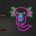 thumbnail image 1 of Handmadetneonsign Custom Axolotl Drinks Boba Tea Neon Sign, Bubble Tea Axolotl LED Light, Axolotl, 1 of 5