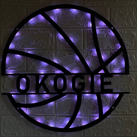 Handmadetneonsign Custom Basketball Metal Wall Art LED Light - Personalized Basket Ball Sign Home Decor