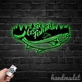 thumbnail image 1 of Handmadetneonsign Custom Bass Fishing Metal Wall Art LED Light, Custom Father Day Fishing, 1 of 5