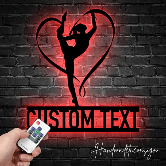 Handmadetneonsign Custom Baton Twirling Metal Wall Art Led Light, Personalized Rhythmic Gymnastic Metal