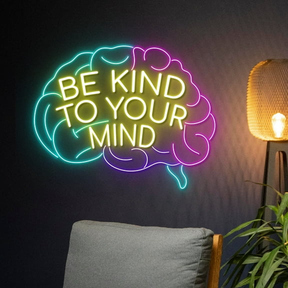Handmadetneonsign Custom Be Kind To Your Mind Brain Neon Sign, Human Brain LED Light, Brain Neon