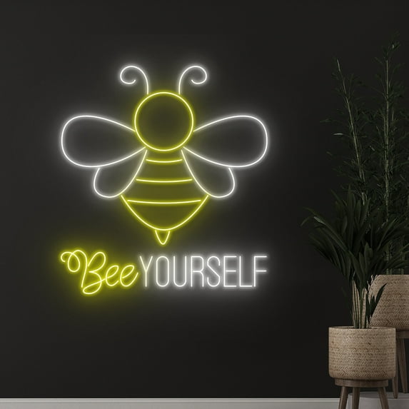 Handmadetneonsign Custom Bee Yourself Neon Sign, Bee Be Yourself Led Sign, Bee Led Light, Bee Neon