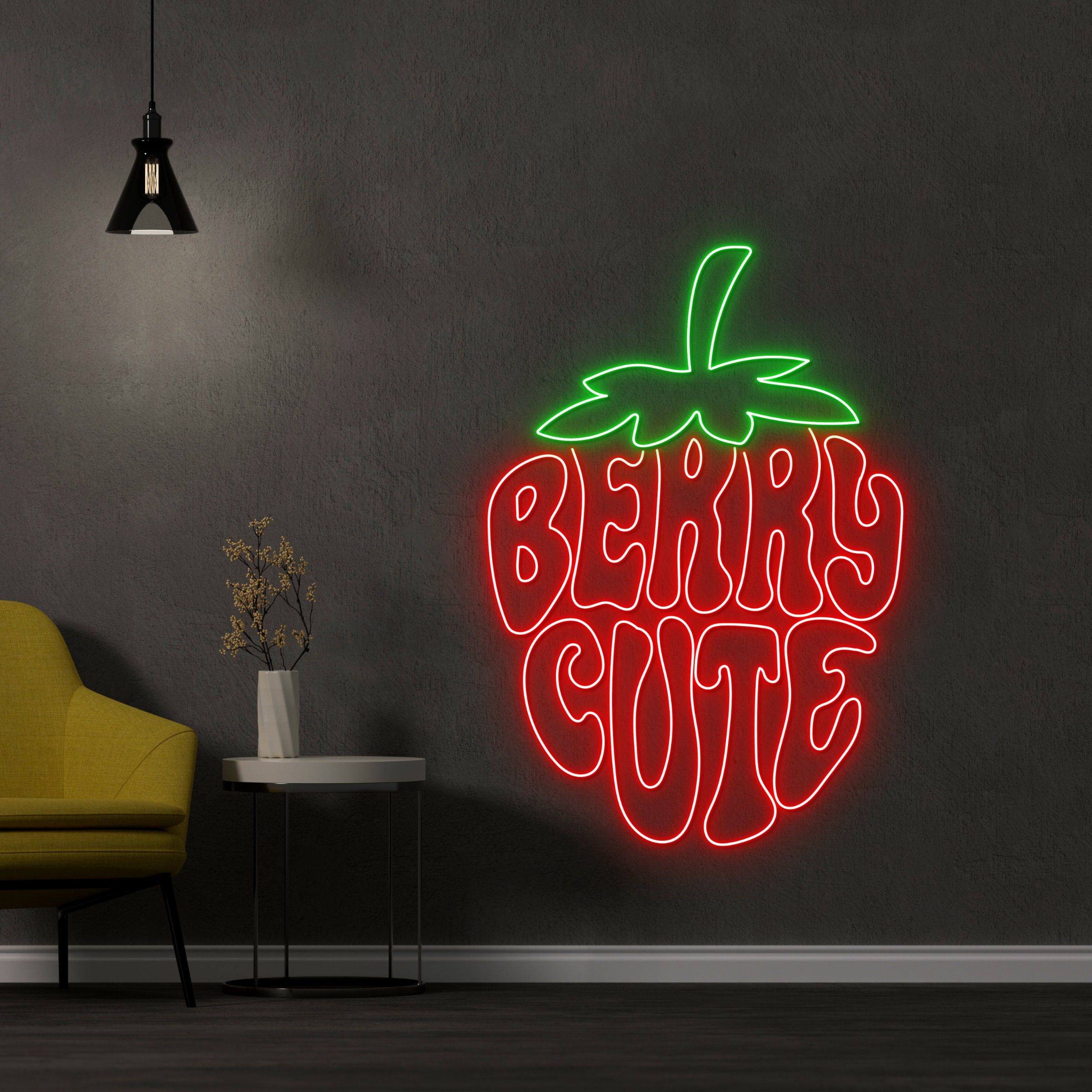 Handmadetneonsign Custom Berry Cute Neon Sign, Strawberry Led Sign 