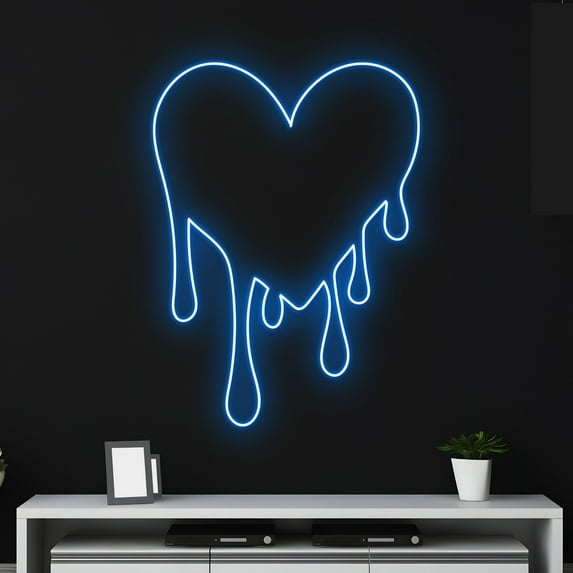 Handmadetneonsign Custom Bleeding Heart Neon Sign, Dripping Heart LED Light, Melting Heart Neon Lig