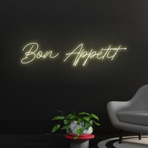 Handmadetneonsign Custom Bon Appetit Neon Sign, Custom Name LED Light, Welcome Restaurant Cafe Wall