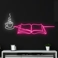 thumbnail image 1 of Handmadetneonsign Custom Book Coffee Cup Neon Sign, Read Book Drink Tea Neon Light, Bookworm LED, 1 of 5