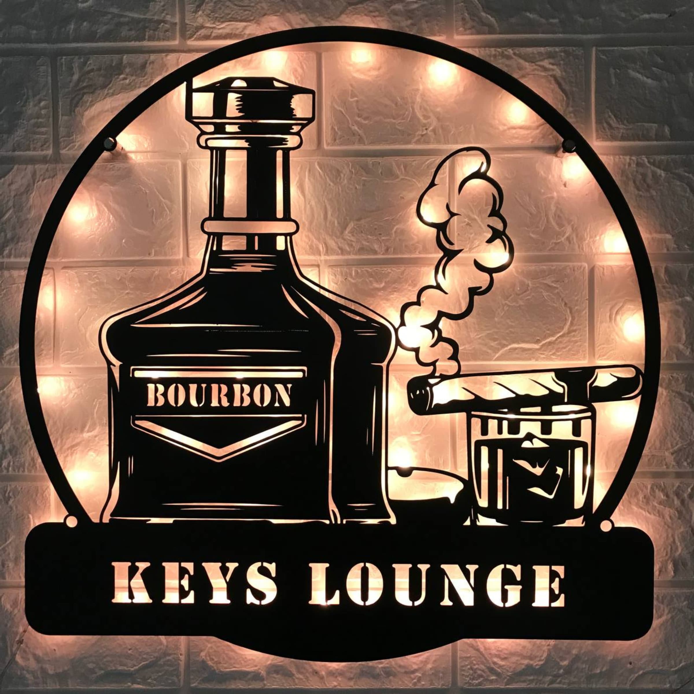 Handmadetneonsign Custom Bourbon Cigar Man Cave Metal Wall Art LED