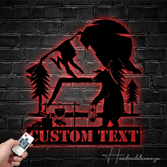Handmadetneonsign Custom Camping Bear Metal Wall Art LED Light, Bear Camper Metal Sign, Camp Metal