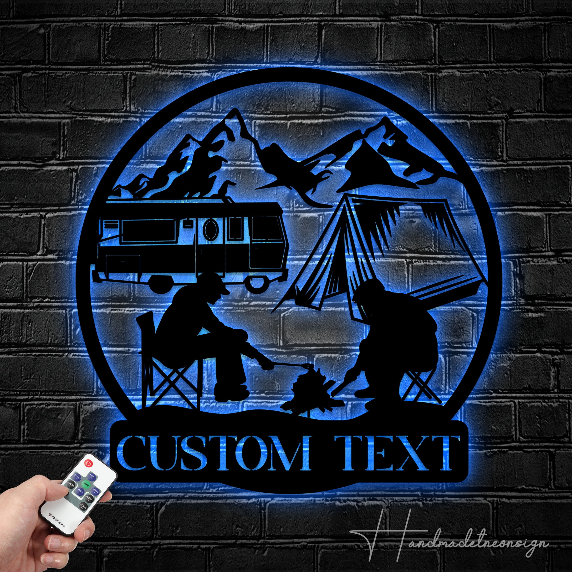 Handmadetneonsign Custom Camping Metal Wall Art LED Light, Camper Van ...