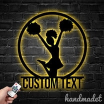 Handmadetneonsign Custom Cheerleading Metal Wall Art LED Light - Personalized Cheerleader Name Sign
