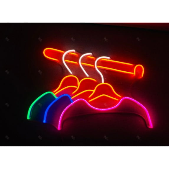 Handmadetneonsign Custom Clothes Hangers Led Sign, Wardrobe Hanger Neon Sign, Laundry Led Light