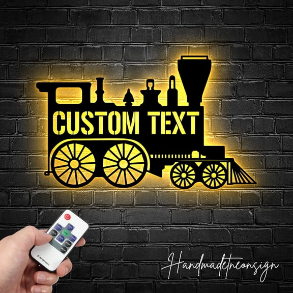 Handmadetneonsign Custom Cute Train Wall Art LED Light - Personalized Train Name Sign Home Decor