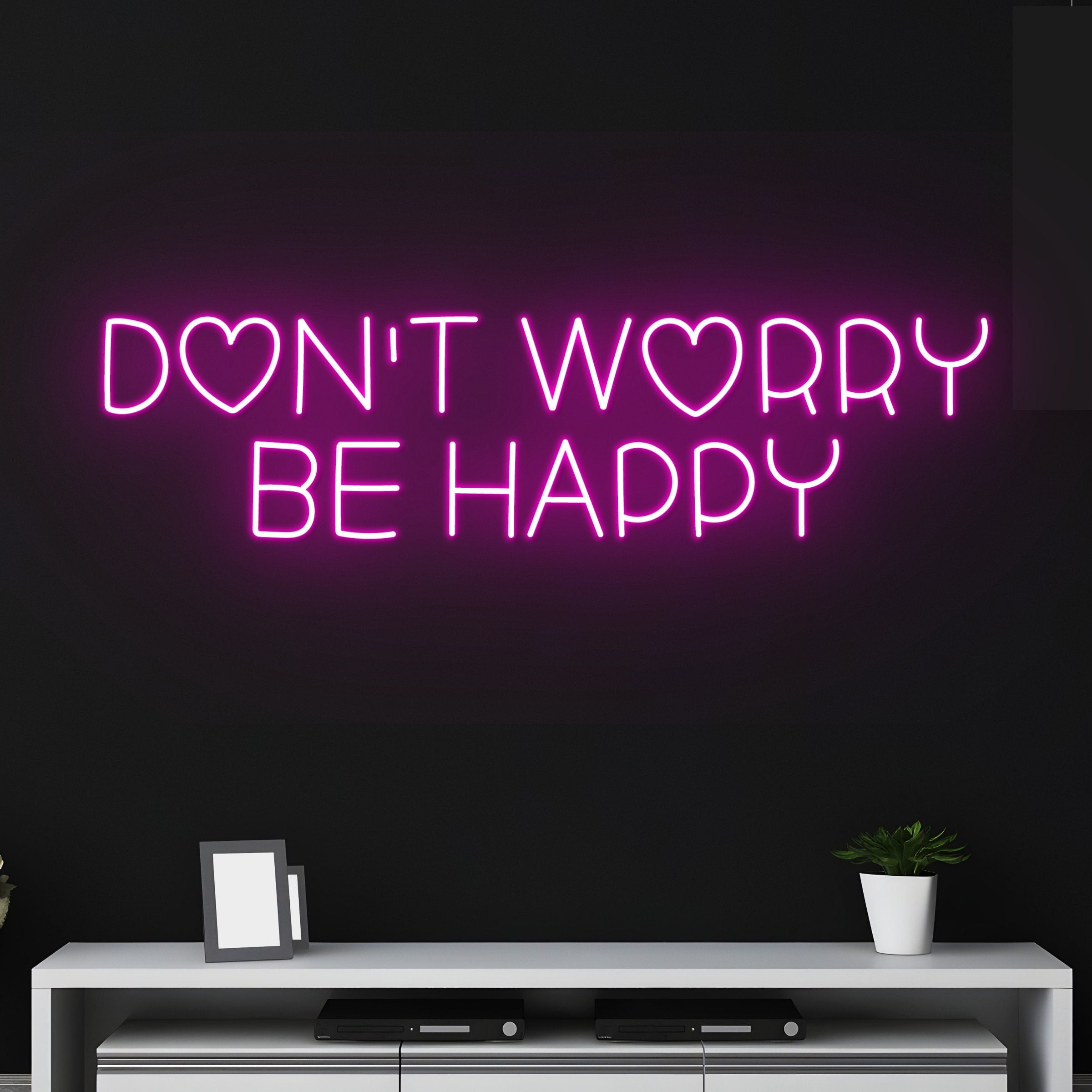 Handmadetneonsign Custom Don't Worry Be Happy Neon Sign, Custom Quote ...