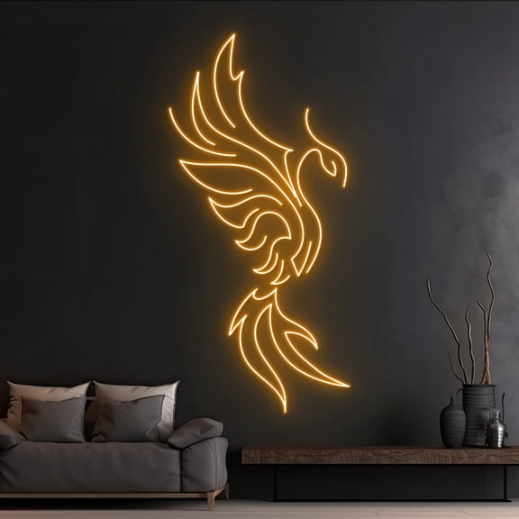 Handmadetneonsign Custom Fiery Phoenix Neon Sign, Mythical Phoenix LED Sign, Flying Fire Bird Neon