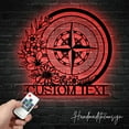 thumbnail image 1 of Handmadetneonsign Custom Flower Nautical Compass Metal Wall Art LED Light - Personalized Floral Compass, 1 of 3
