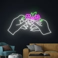 thumbnail image 1 of Handmadetneonsign Custom Flower Roll Joint Hand Led Sign, Floral Roll Joint Hands Led Light, 1 of 5