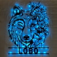 thumbnail image 1 of Handmadetneonsign Custom Flower Wolf Metal Wall Art LED Light, Personalized Wolf Moon Sign Home, 1 of 3