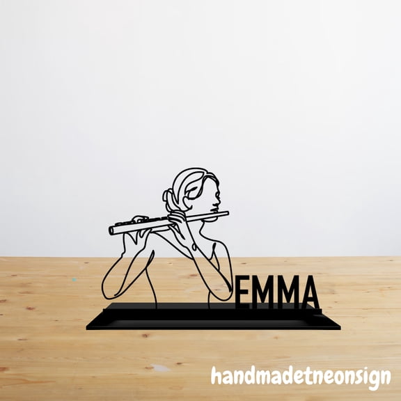 Handmadetneonsign Custom Flute Flutist Woman Acrylic Stand, Flutist Tabletop Decor, Office Table Decor 71795