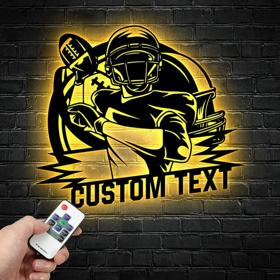 Handmadetneonsign Custom Football Player Metal Wall Art LED Light-Personalized Football Player Name