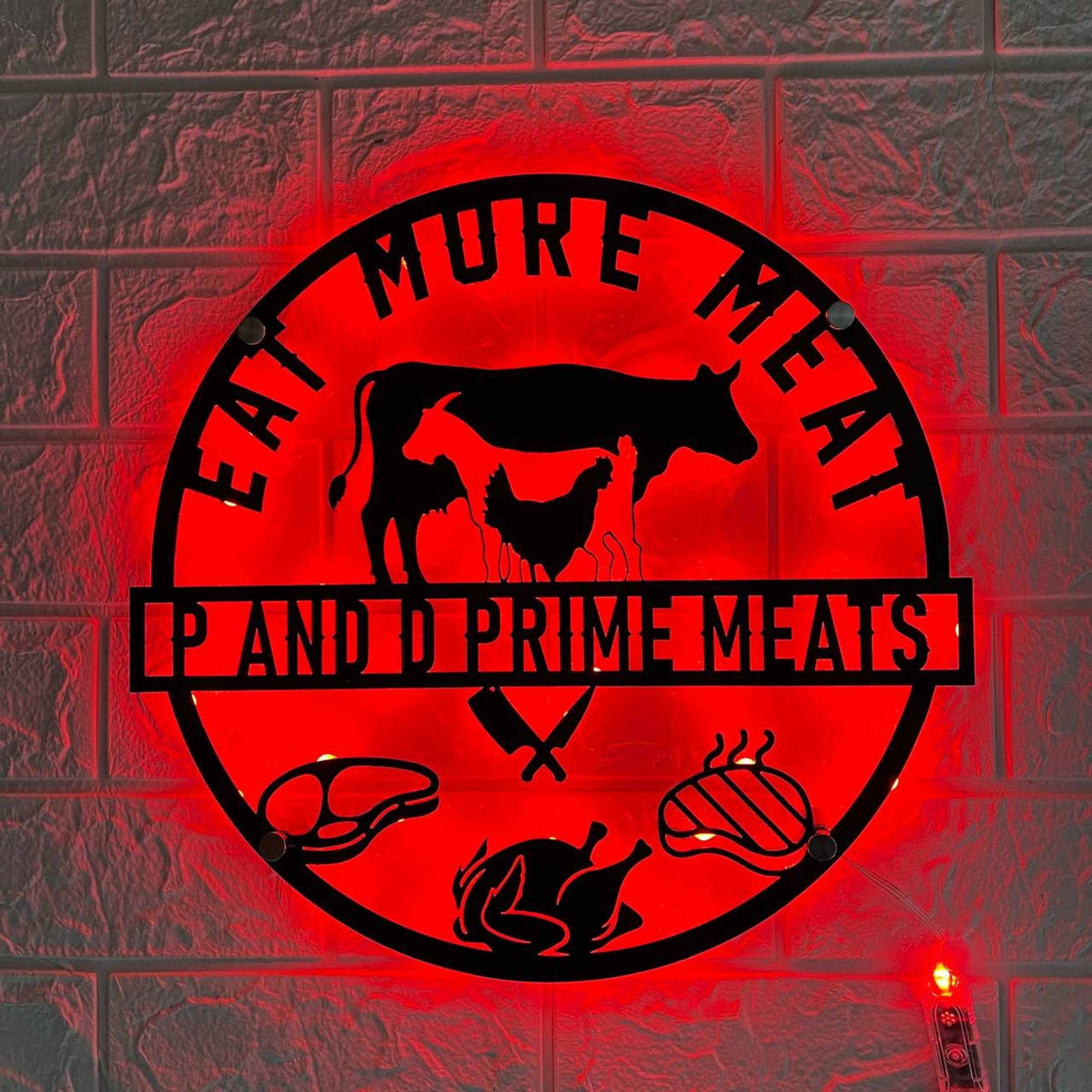 Handmadetneonsign Custom Fresh Cow Goat Chicken Meat Shop Metal Wall ...