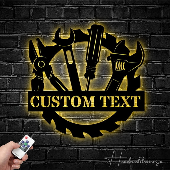 Handmadetneonsign Custom Garage Metal Wall Art LED Light, Workshop Metal Sign, Service Station Metal