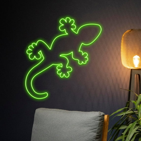 Handmadetneonsign Custom Gecko Neon Sign, Lizard LED Light, Personalized Reptile LED Sign, Gecko