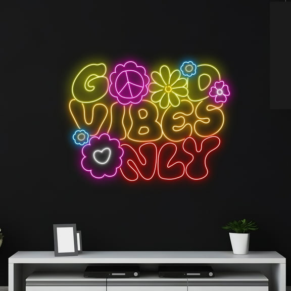 Handmadetneonsign Custom Good Vibes Only Neon Light, Personalized Quote Name Neon Sign, Party Led