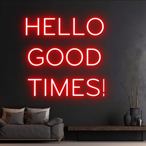 Handmadetneonsign Custom Hello Good Times Neon Sign, Custom Quote Name LED Light, Nursery Room Decor