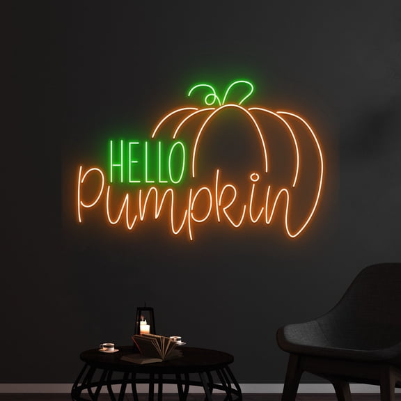 Handmadetneonsign Custom Hello Pumpkin Neon Sign, Thanksgiving Pumpkin LED Light, Pumpkin LED Sign