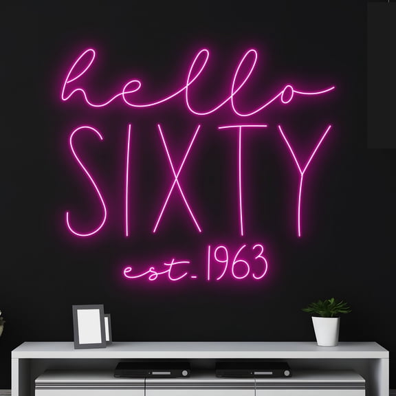Handmadetneonsign Custom Hello Sixty Est 1963 Neon Sign, Custom Quote Name LED Light, Birthday Decor