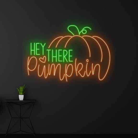 Handmadetneonsign Custom Hey There Pumpkin Neon Sign, Thanksgiving Pumpkin LED Light, Pumpkin LED