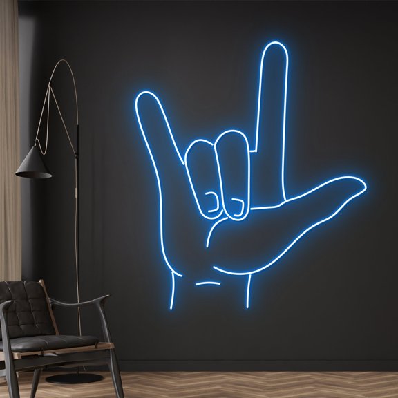 Handmadetneonsign Custom I Love You Sign Language Neon Sign, I Love You Hand Neon Light, Love You