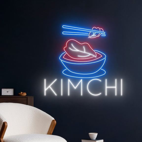 Handmadetneonsign Custom Kimchi Neon Sign, Kimchi Led Sign, Korean Food Led Light, Restaurant Decor