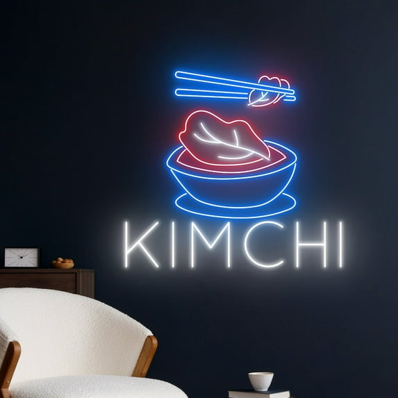 Handmadetneonsign Custom Kimchi Neon Sign, Kimchi Led Sign, Korean Food Led Light, Restaurant Decor