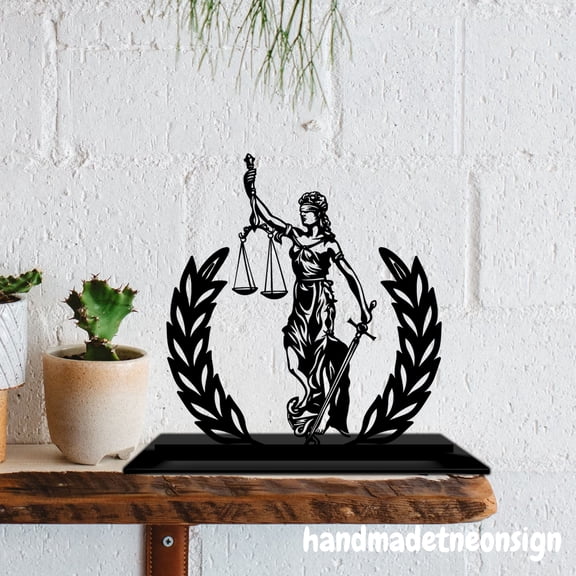 Handmadetneonsign Custom Lady Justice Acrylic Stand, Lady Justice Tabletop Decor, Home Table Decor 71835