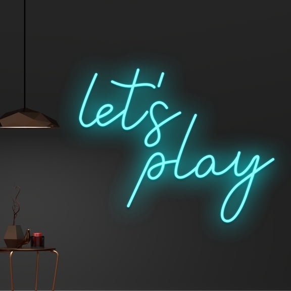 Handmadetneonsign Custom Let's Play Neon Sign, Custom Quote Name LED Light, Nursery Room Decor