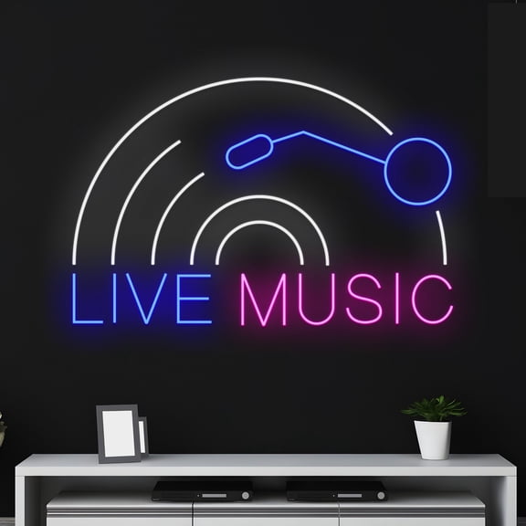 Handmadetneonsign Custom Live Music Led Sign, Gramophone Neon Light, Disc Player Neon Sign, Music