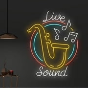 Handmadetneonsign Custom Live Sound Saxophone Led Sign, Saxophone Neon Light, Live Music Neon Sign