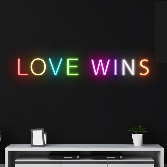 Handmadetneonsign Custom Love Wins Neon Light, Personalized Quote Name Neon Light, LGBT Pride Led