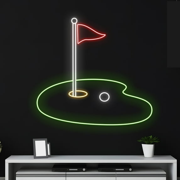 Handmadetneonsign Custom Mini Golf Neon Sign, Custom Golf Green Grass Field LED Light, Golf Course