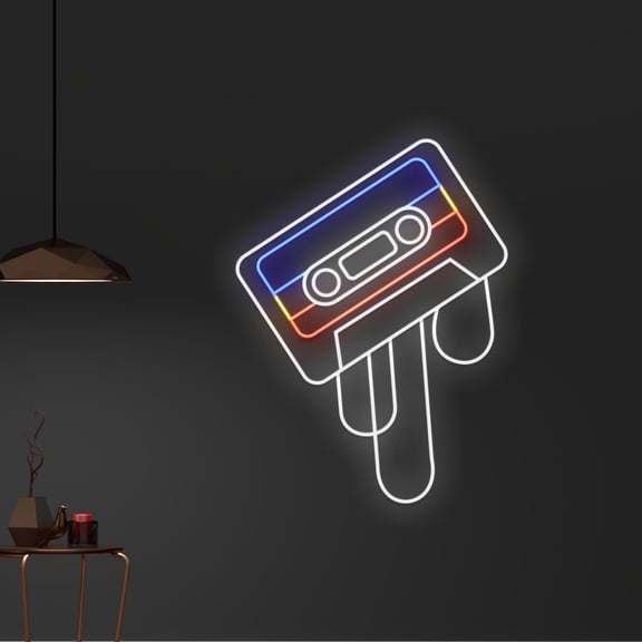 Handmadetneonsign Custom Mixtape Led Sign, Cassette Tape Neon Light, Radio Neon Sign, Audio Record