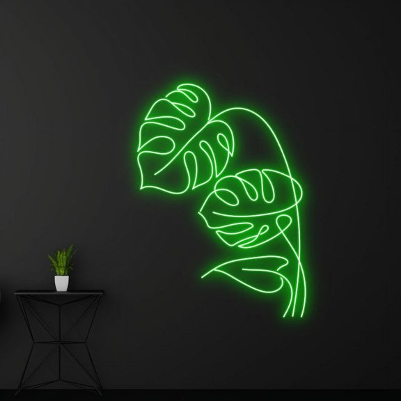Handmadetneonsign Custom Monstera Leaf Neon Light, Tropical Leaf Led Light, Home Decor