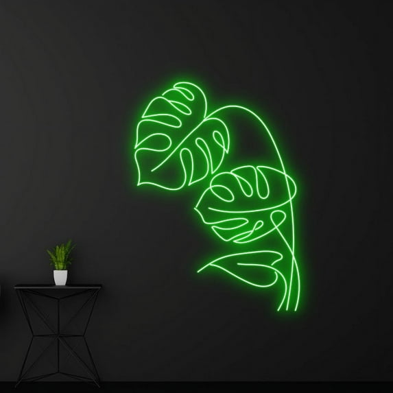 Handmadetneonsign Custom Monstera Leaf Neon Light, Tropical Leaf Led Light, Home Decor