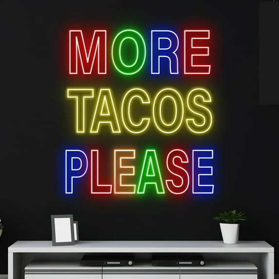 Handmadetneonsign Custom More Tacos Please Neon Sign, Taco Name LED Sign, Mexican Food Neon Light