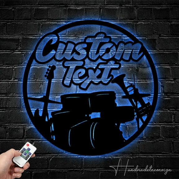 Handmadetneonsign Custom Music Instrument Metal Wall Art LED Light - Personalized Music Band Name Sign